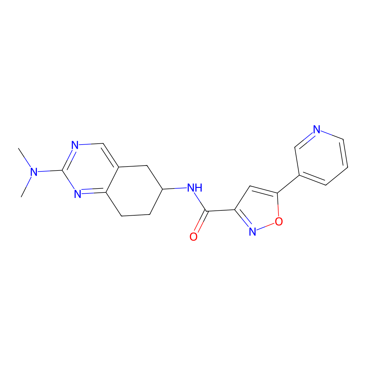 N-[2-(dimethylamino)-5,6,7,8-tetrahydroquinazolin-6-yl]-5-(pyridin-3-yl)-1,2-oxazole-3-carboxamide molecular structure, CAS 2097898-40-1