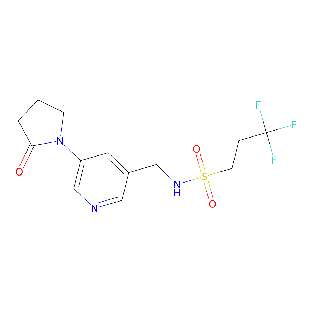 3,3,3-trifluoro-N-{[5-(2-oxopyrrolidin-1-yl)pyridin-3-yl]methyl}propane-1-sulfonamide molecular structure, CAS 2097898-41-2