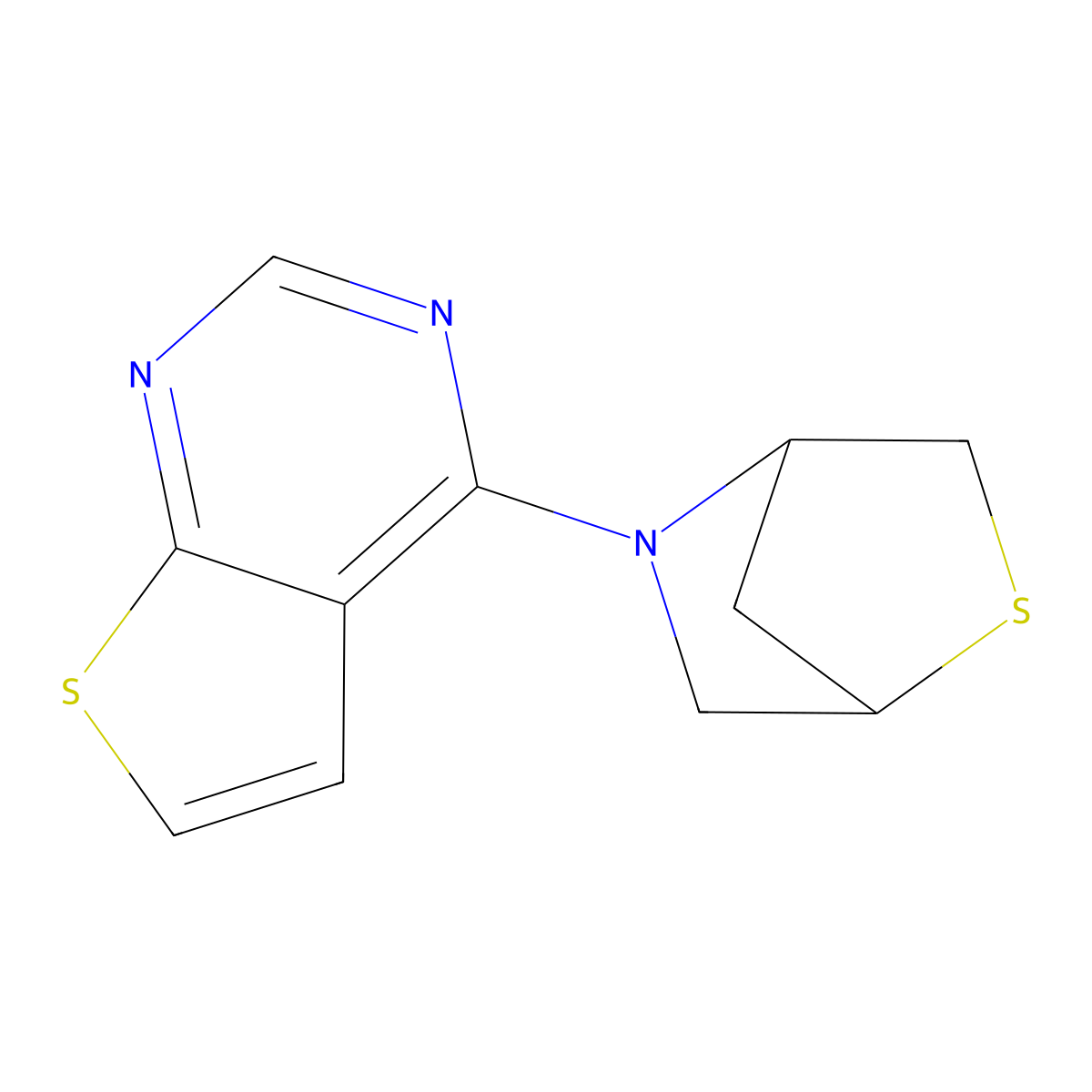 5-{Thieno[2,3-d]pyrimidin-4-yl}-2-thia-5-azabicyclo[2.2.1]heptane molecular structure, CAS 2097898-51-4