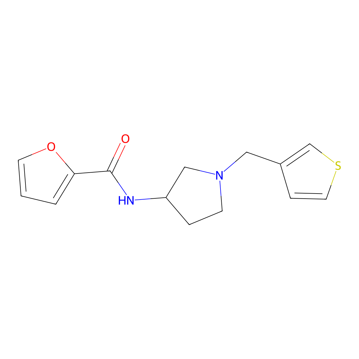 N-{1-[(thiophen-3-yl)methyl]pyrrolidin-3-yl}furan-2-carboxamide molecular structure, CAS 2097898-74-1