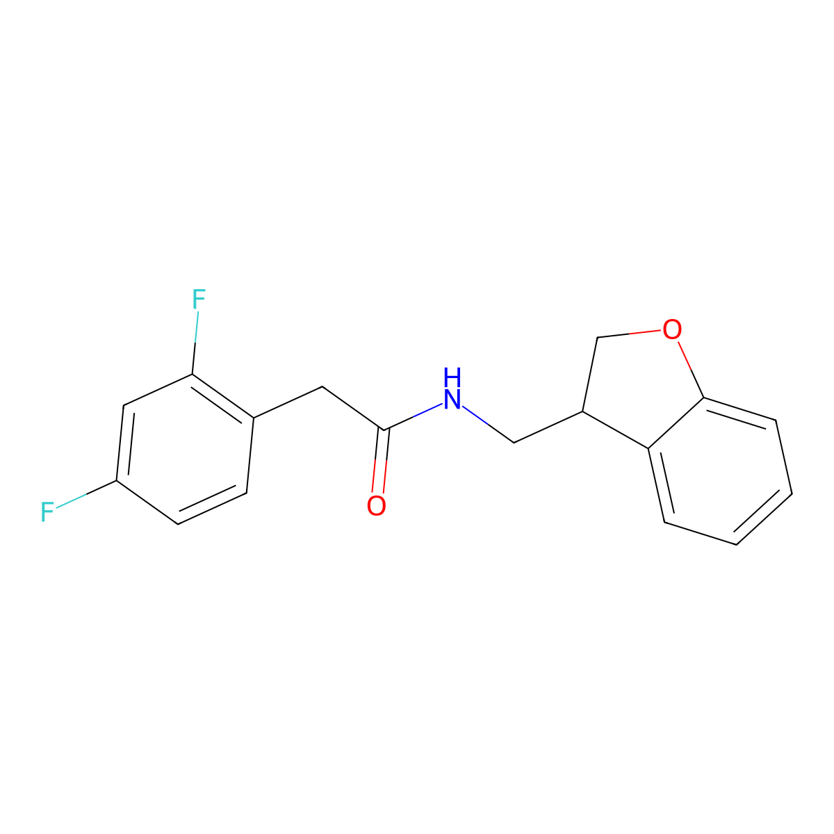 2-(2,4-difluorophenyl)-N-[(2,3-dihydro-1-benzofuran-3-yl)methyl]acetamide molecular structure, CAS 2097898-76-3