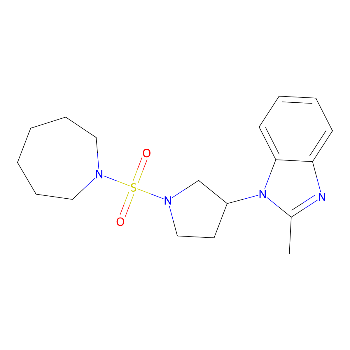 1-[1-(azepane-1-sulfonyl)pyrrolidin-3-yl]-2-methyl-1H-1,3-benzodiazole molecular structure, CAS 2097898-77-4