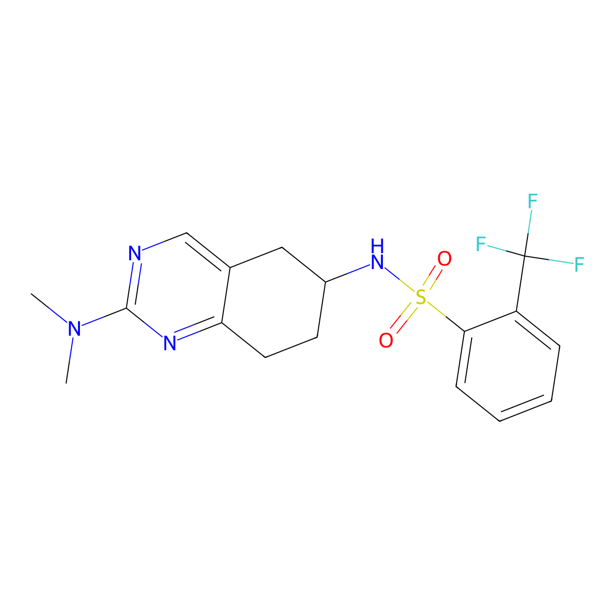 N-[2-(dimethylamino)-5,6,7,8-tetrahydroquinazolin-6-yl]-2-(trifluoromethyl)benzene-1-sulfonamide molecular structure, CAS 2097898-79-6