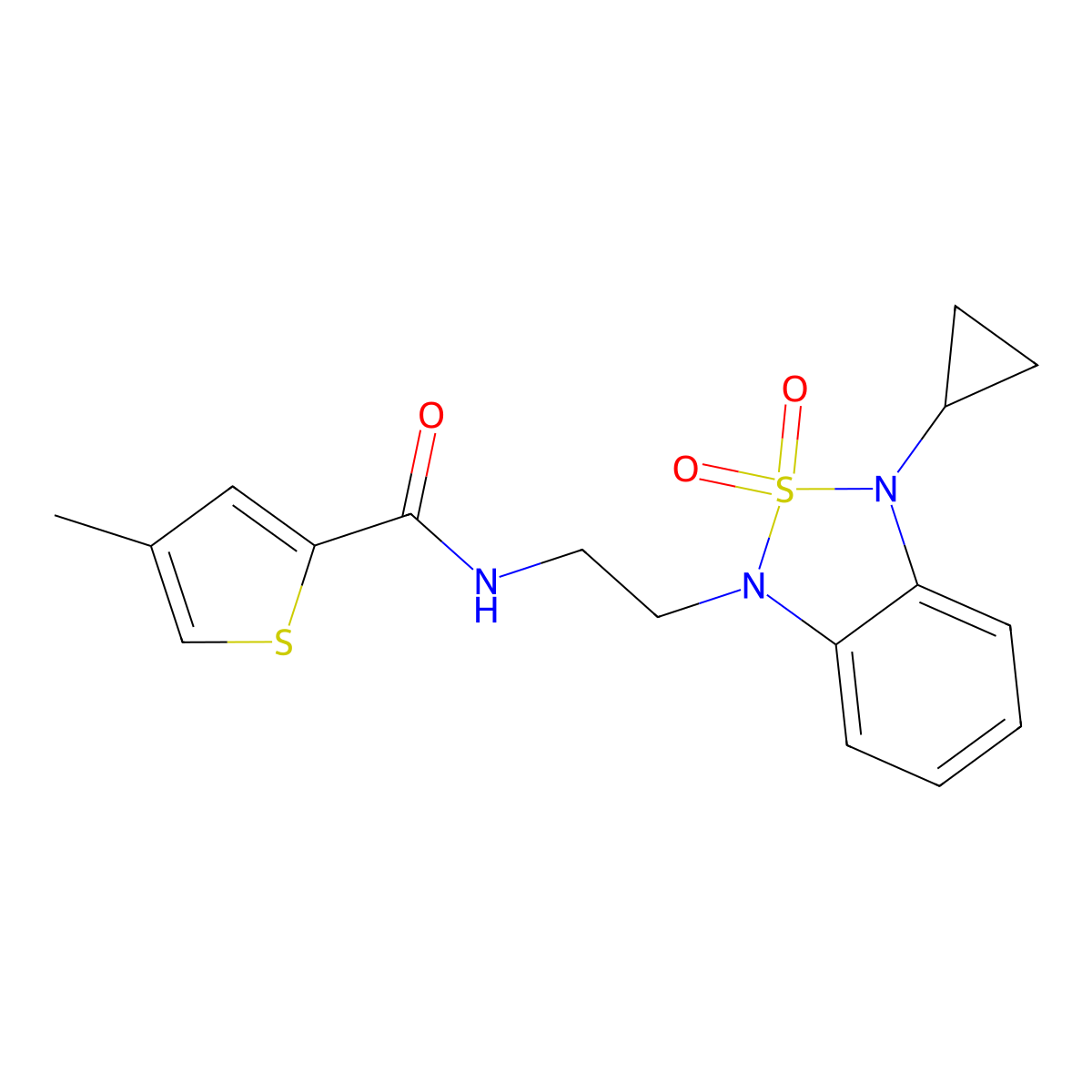 N-[2-(3-cyclopropyl-2,2-dioxo-1,3-dihydro-2lambda6,1,3-benzothiadiazol-1-yl)ethyl]-4-methylthiophene-2-carboxamide molecular structure, CAS 2097898-82-1