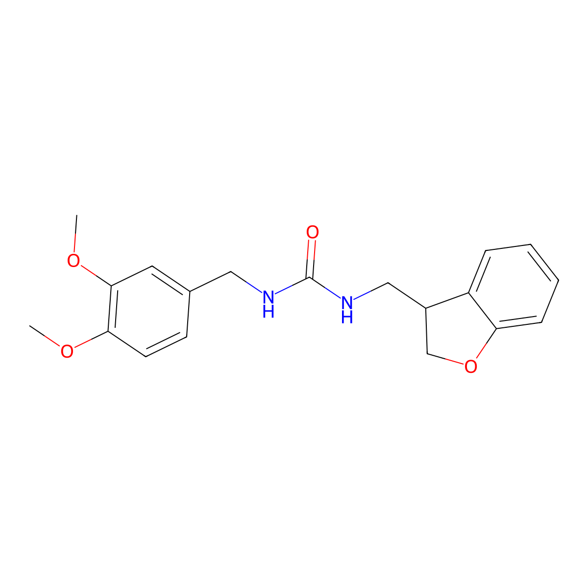 3-[(2,3-Dihydro-1-benzofuran-3-yl)methyl]-1-[(3,4-dimethoxyphenyl)methyl]urea molecular structure, CAS 2097898-83-2