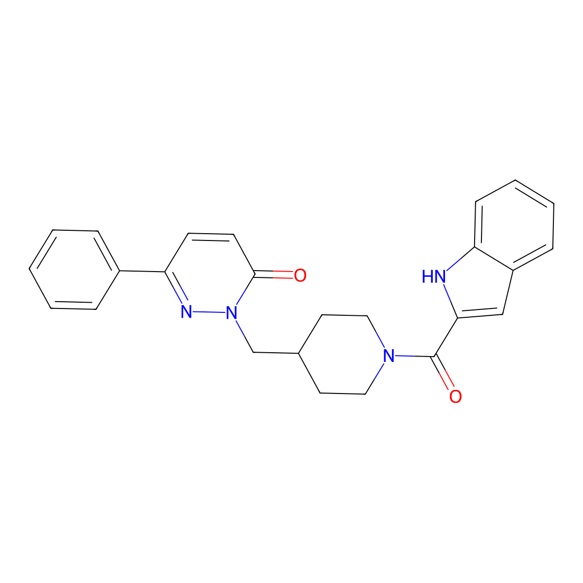 2-{[1-(1H-indole-2-carbonyl)piperidin-4-yl]methyl}-6-phenyl-2,3-dihydropyridazin-3-one molecular structure, CAS 2097898-92-3