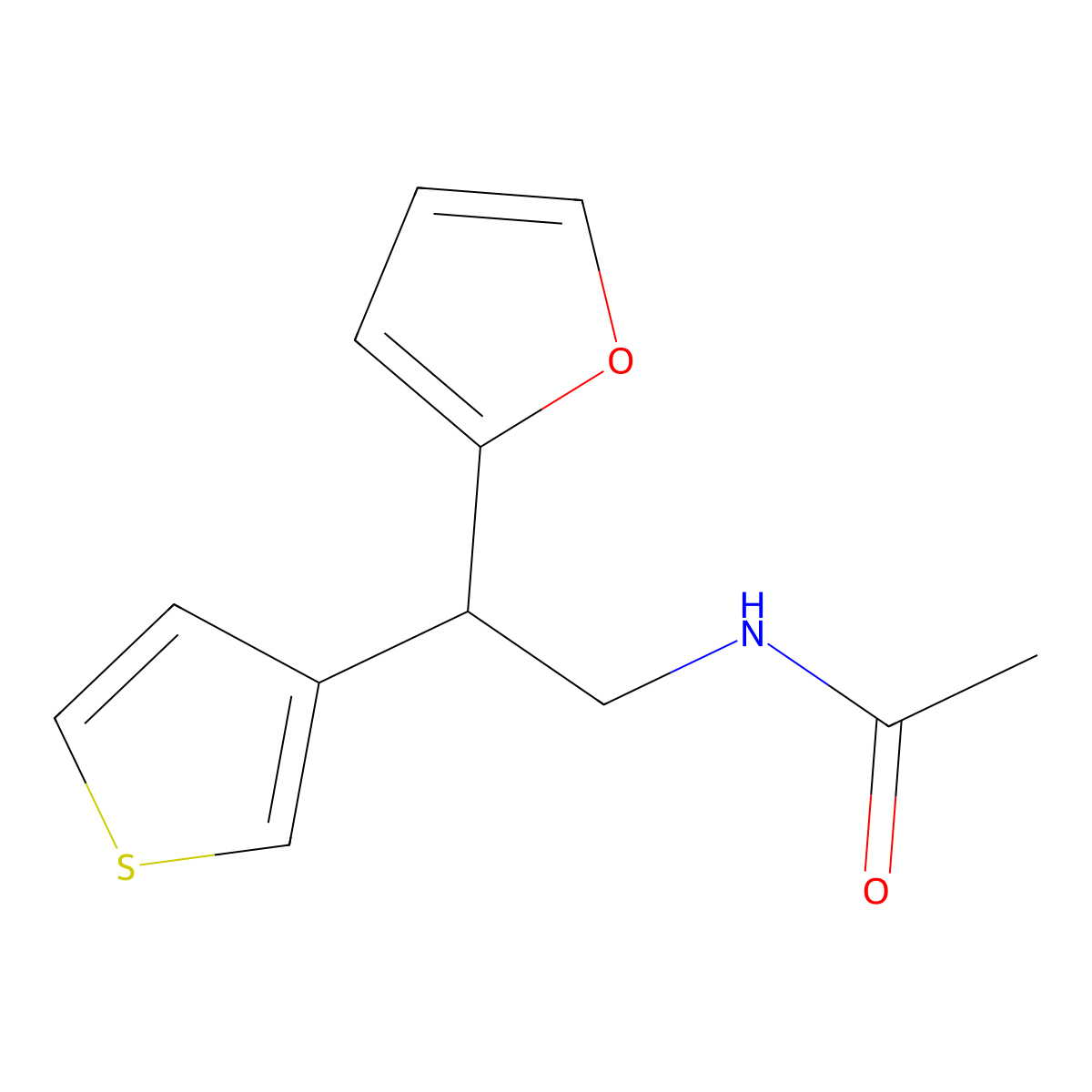 N-[2-(furan-2-yl)-2-(thiophen-3-yl)ethyl]acetamide molecular structure, CAS 2097898-94-5