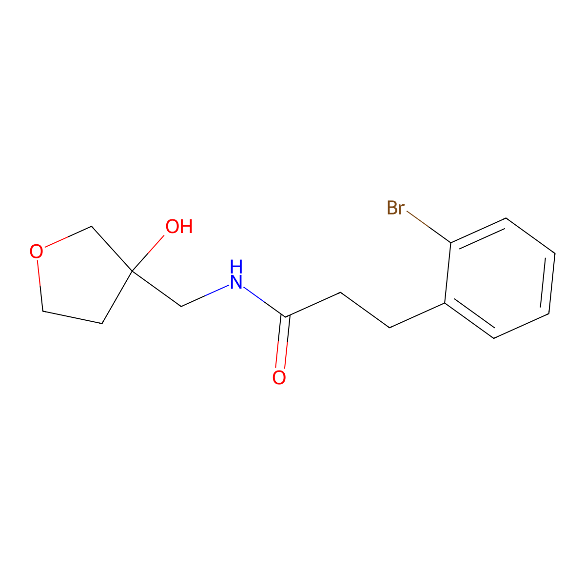 3-(2-bromophenyl)-N-[(3-hydroxyoxolan-3-yl)methyl]propanamide molecular structure, CAS 2097898-97-8