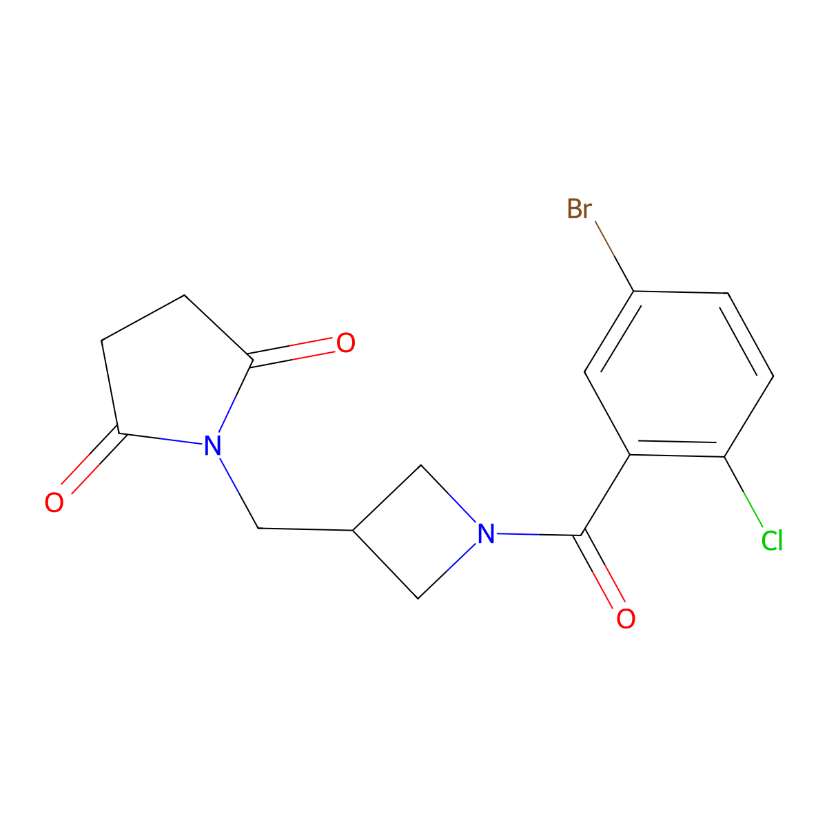 1-{[1-(5-Bromo-2-chlorobenzoyl)azetidin-3-yl]methyl}pyrrolidine-2,5-dione molecular structure, CAS 2097898-98-9