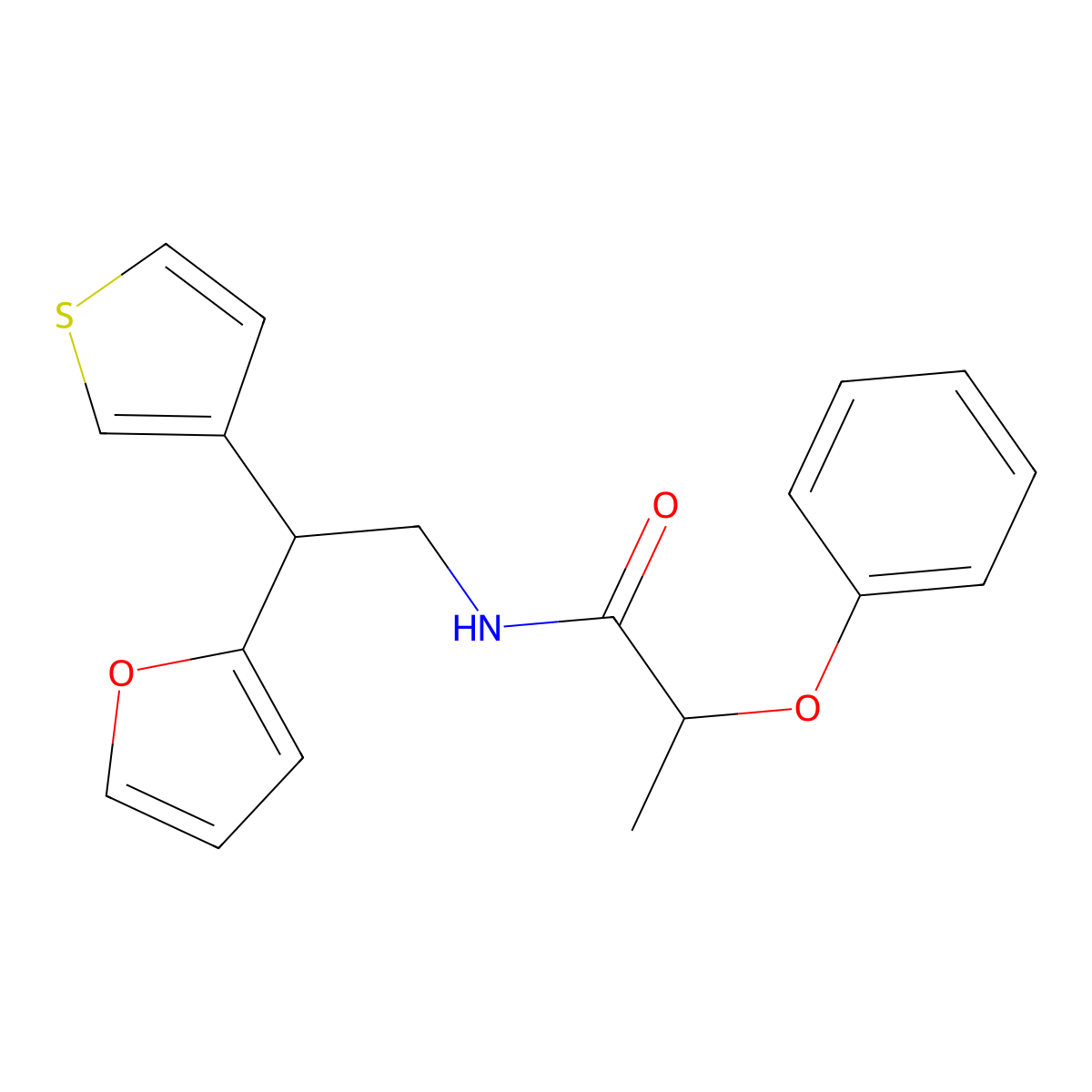 N-[2-(furan-2-yl)-2-(thiophen-3-yl)ethyl]-2-phenoxypropanamide molecular structure, CAS 2097899-00-6