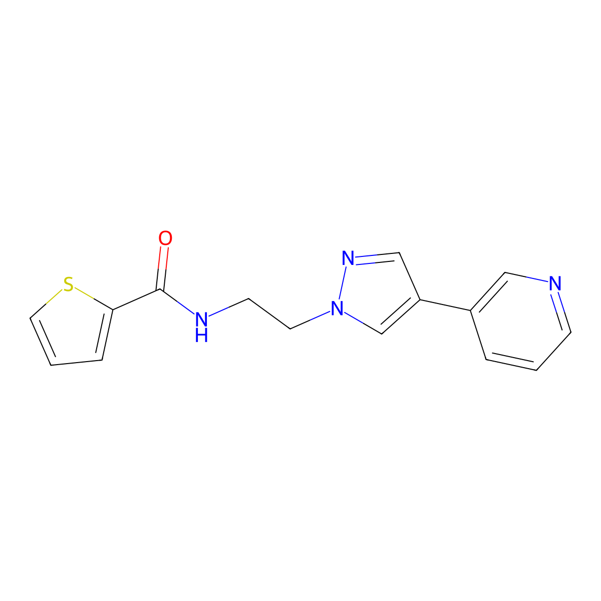 N-{2-[4-(pyridin-3-yl)-1H-pyrazol-1-yl]ethyl}thiophene-2-carboxamide molecular structure, CAS 2097899-05-1