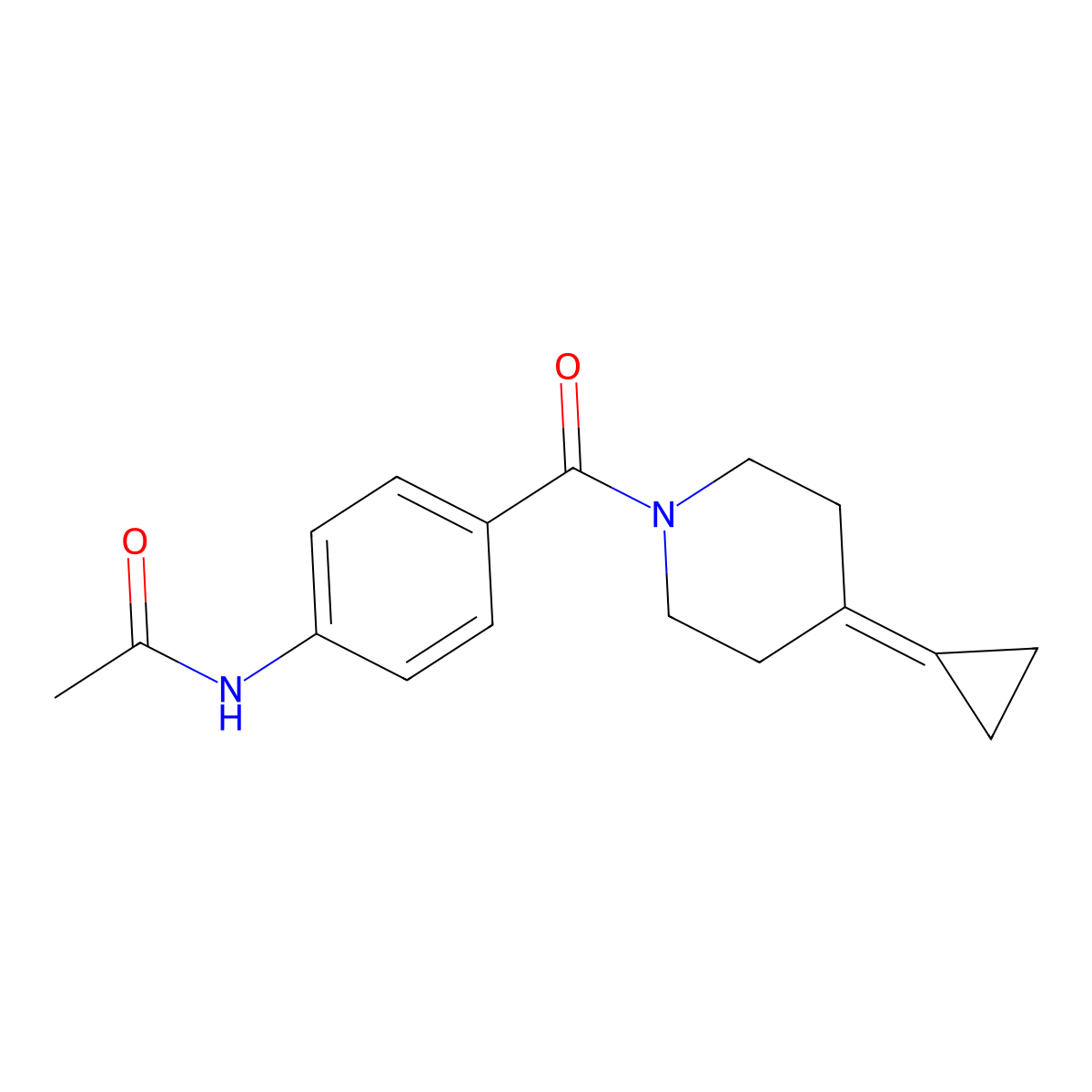 N-[4-(4-cyclopropylidenepiperidine-1-carbonyl)phenyl]acetamide molecular structure, CAS 2097899-06-2
