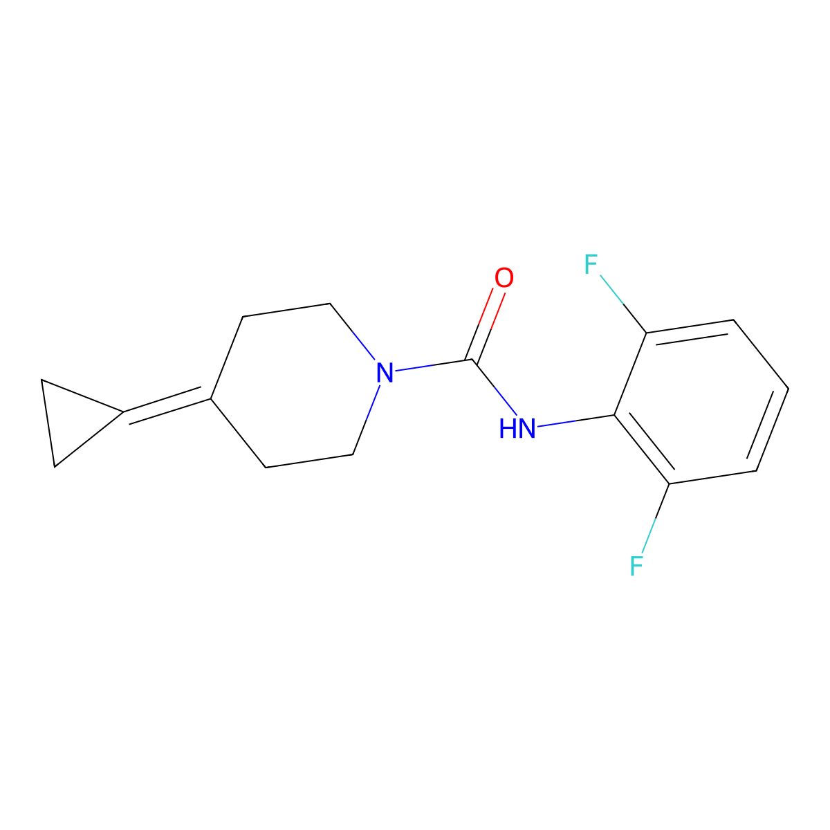 4-cyclopropylidene-N-(2,6-difluorophenyl)piperidine-1-carboxamide molecular structure, CAS 2097899-13-1