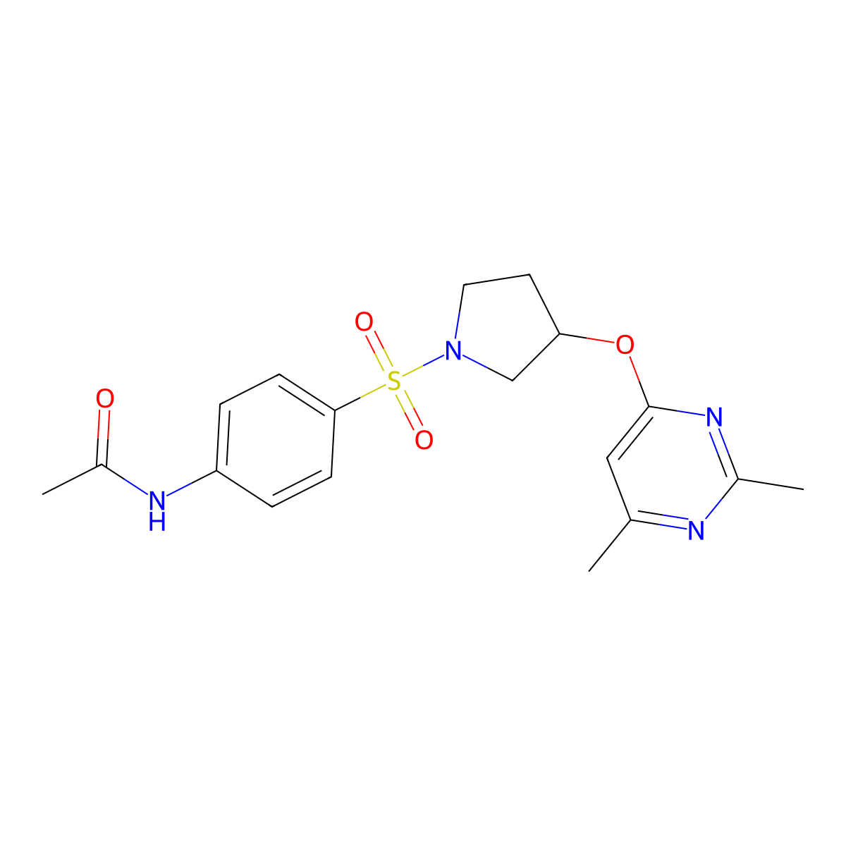 N-[4-({3-[(2,6-dimethylpyrimidin-4-yl)oxy]pyrrolidin-1-yl}sulfonyl)phenyl]acetamide molecular structure, CAS 2097899-16-4