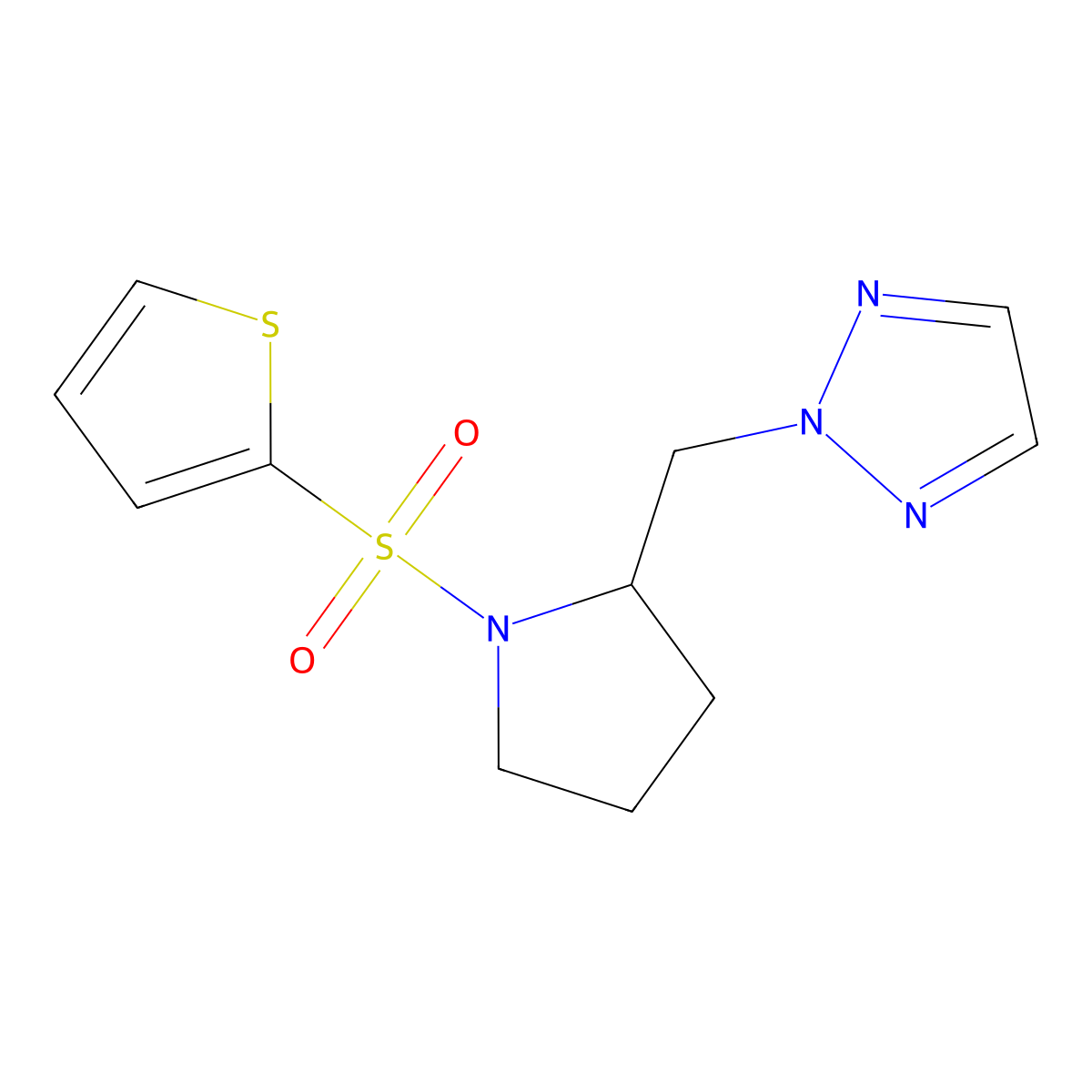 2-{[1-(thiophene-2-sulfonyl)pyrrolidin-2-yl]methyl}-2H-1,2,3-triazole molecular structure, CAS 2097899-17-5