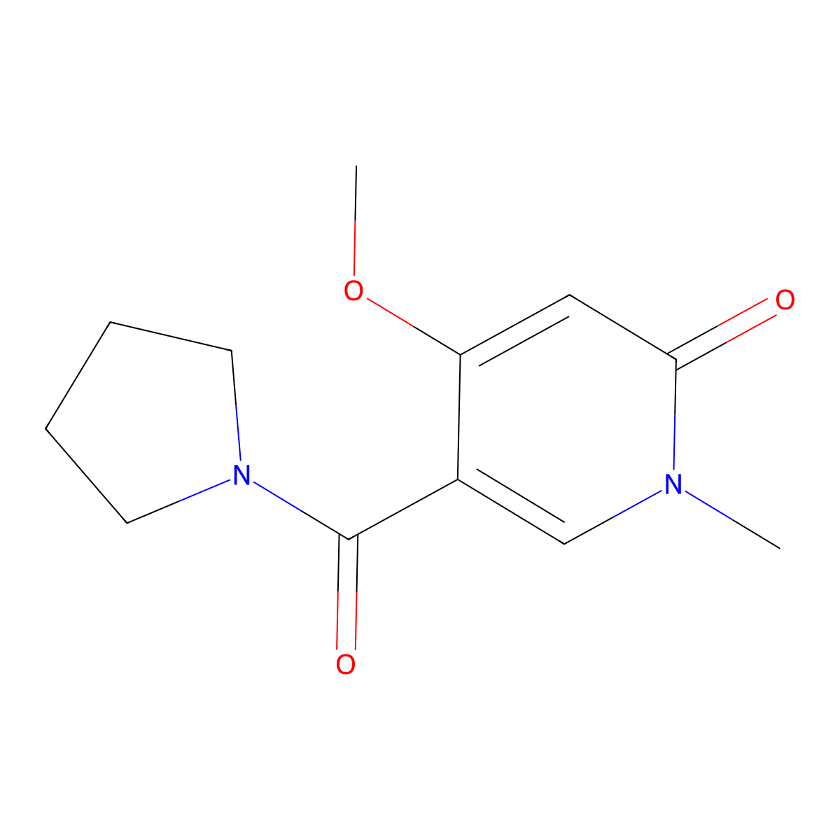 4-Methoxy-1-methyl-5-(pyrrolidine-1-carbonyl)-1,2-dihydropyridin-2-one molecular structure, CAS 2097899-24-4