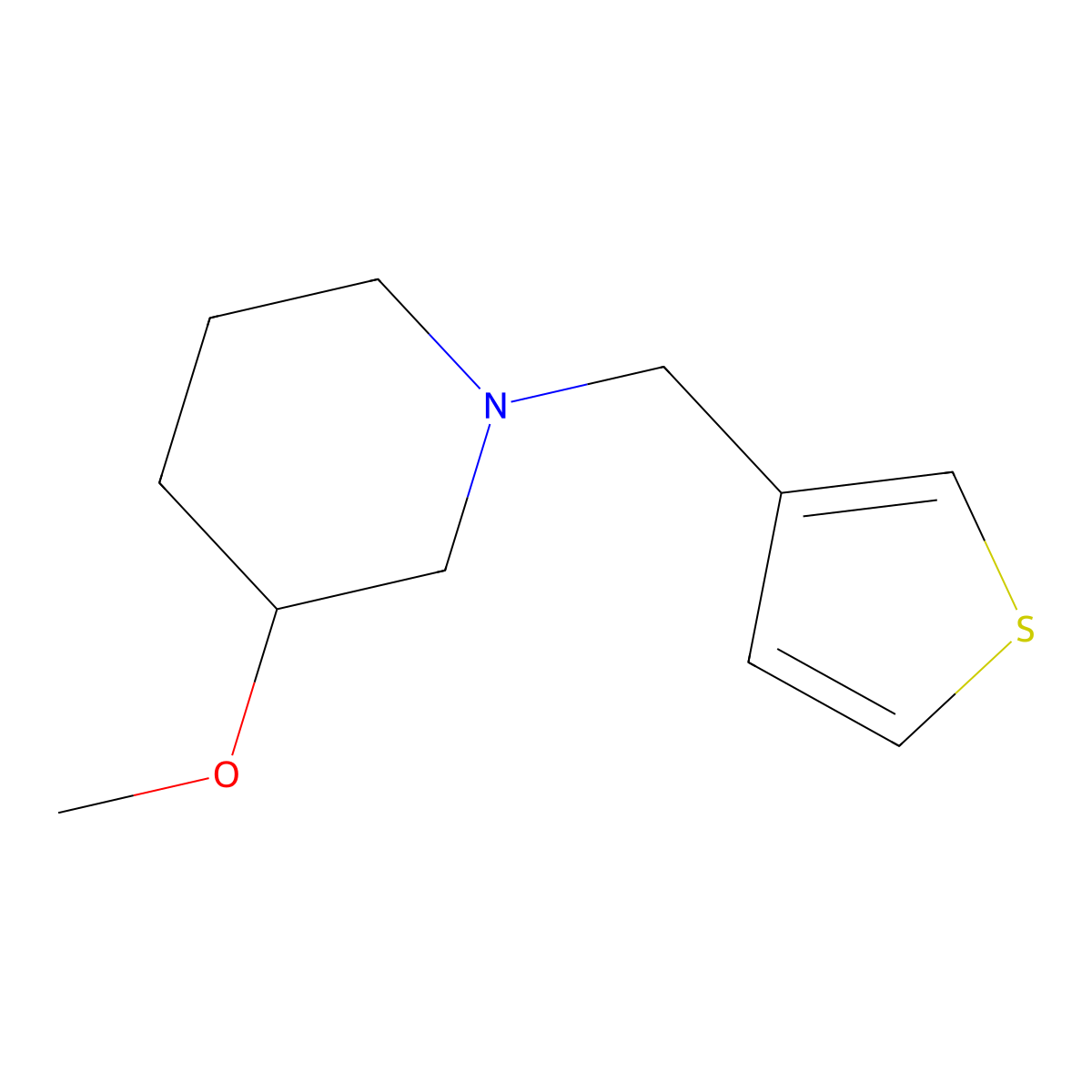 3-Methoxy-1-[(thiophen-3-yl)methyl]piperidine molecular structure, CAS 2097899-26-6