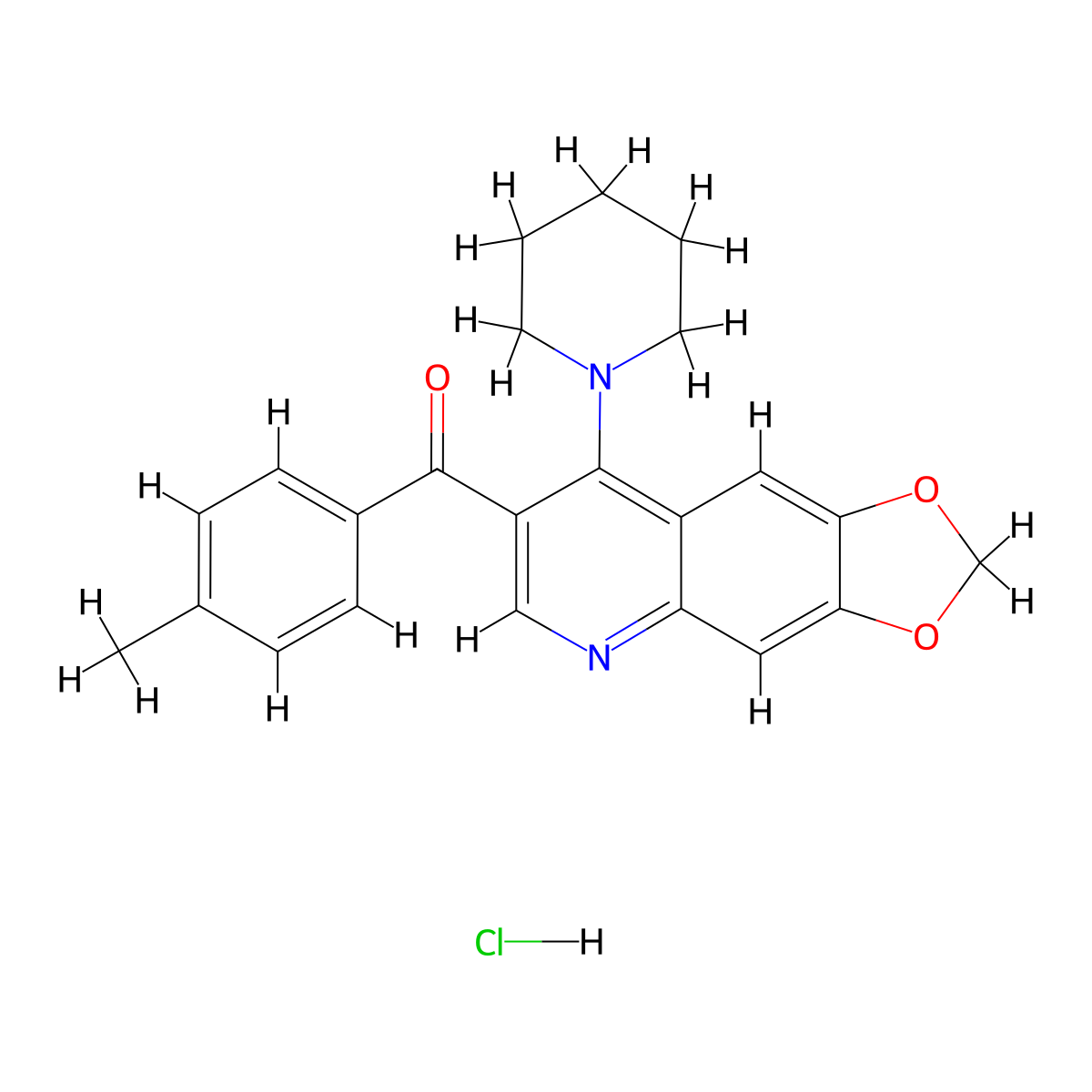 1-[7-(4-methylbenzoyl)-2H-[1,3]dioxolo[4,5-g]quinolin-8-yl]piperidine hydrochloride molecular structure, CAS 2097899-30-2