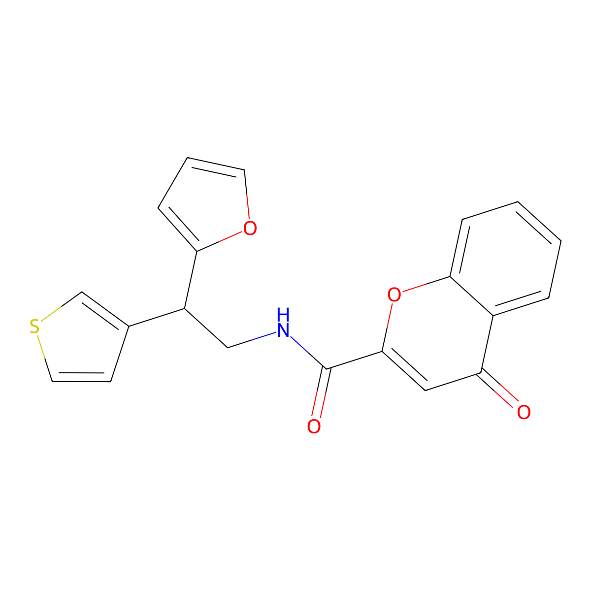 N-[2-(furan-2-yl)-2-(thiophen-3-yl)ethyl]-4-oxo-4H-chromene-2-carboxamide molecular structure, CAS 2097899-31-3