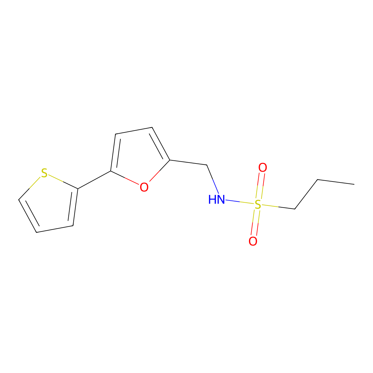 N-{[5-(thiophen-2-yl)furan-2-yl]methyl}propane-1-sulfonamide molecular structure, CAS 2097899-35-7