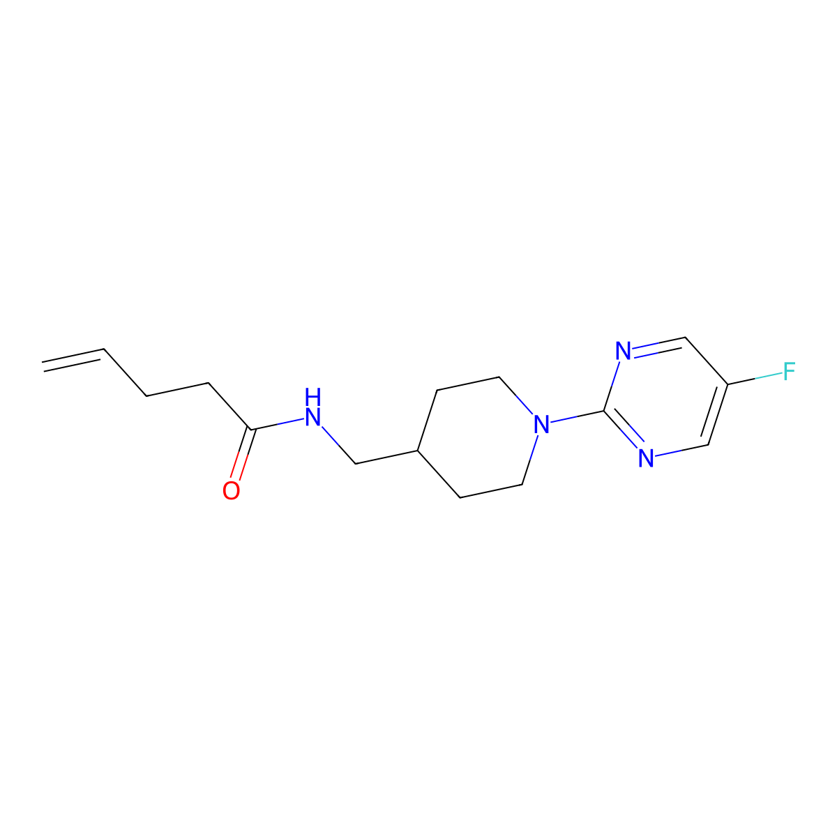 N-{[1-(5-fluoropyrimidin-2-yl)piperidin-4-yl]methyl}pent-4-enamide molecular structure, CAS 2097899-38-0