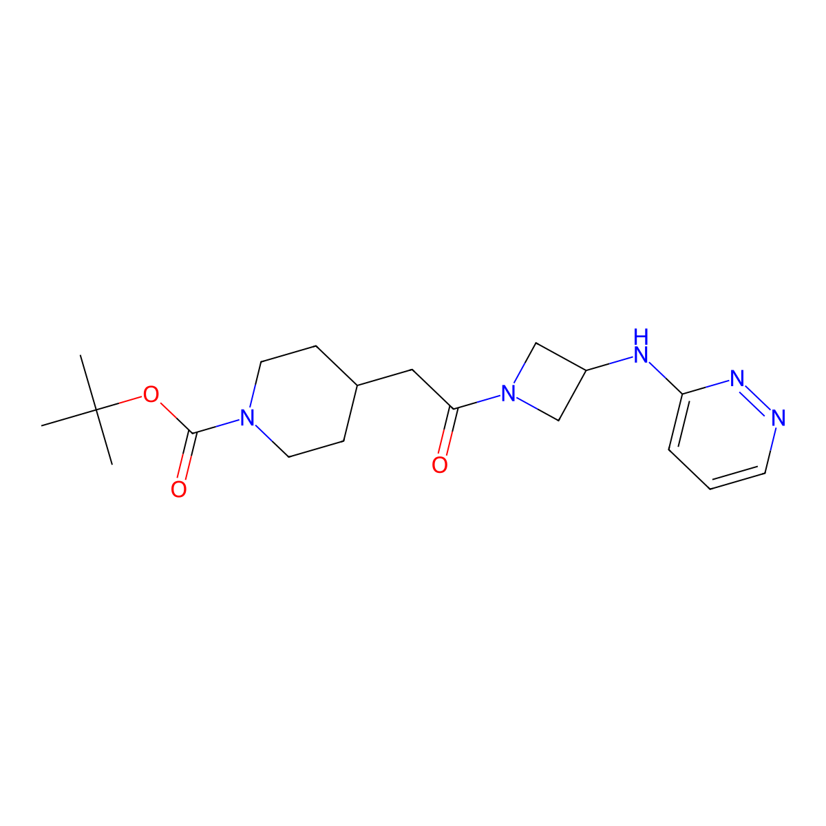 Tert-butyl 4-(2-oxo-2-{3-[(pyridazin-3-yl)amino]azetidin-1-yl}ethyl)piperidine-1-carboxylate molecular structure, CAS 2097899-41-5