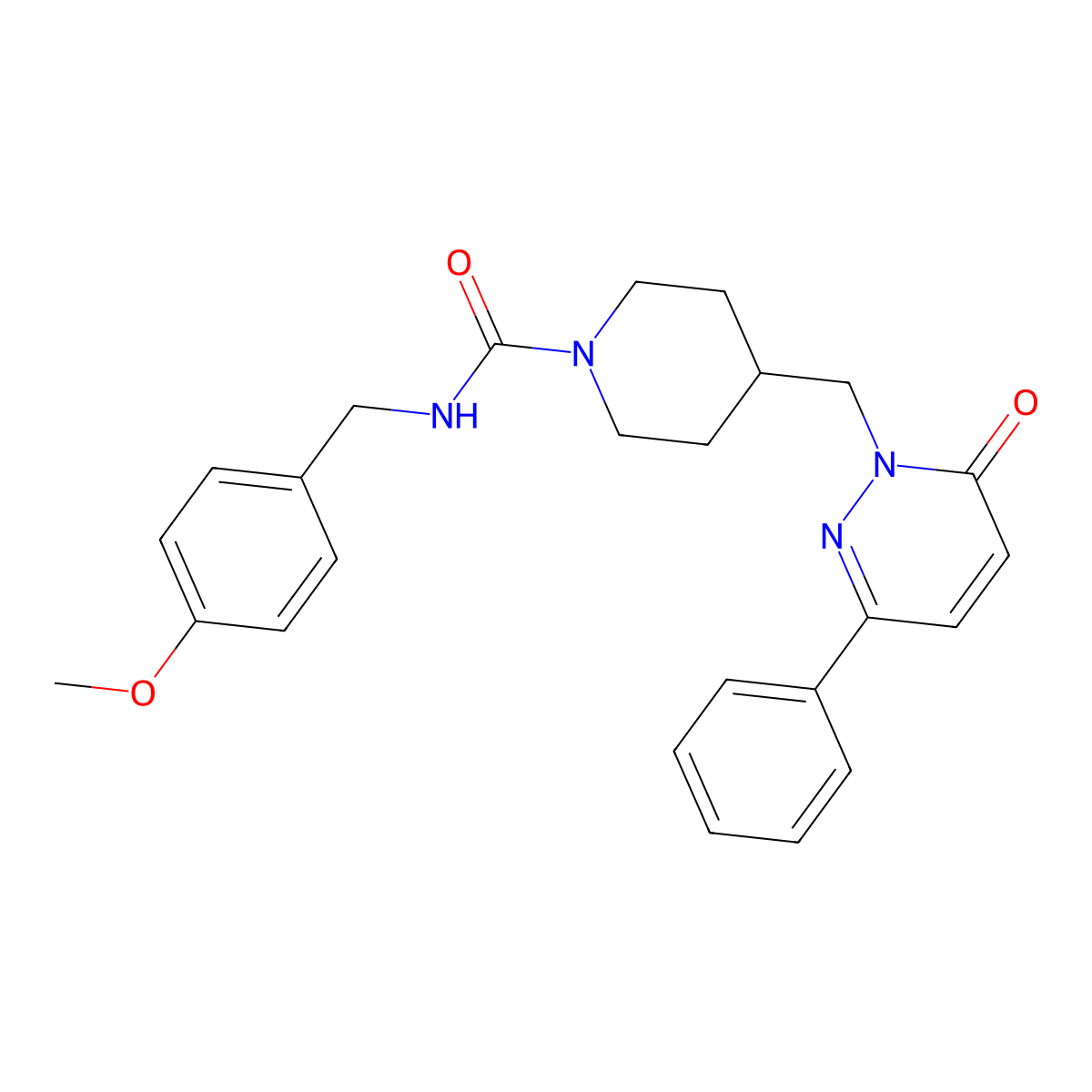 N-[(4-methoxyphenyl)methyl]-4-[(6-oxo-3-phenyl-1,6-dihydropyridazin-1-yl)methyl]piperidine-1-carboxamide molecular structure, CAS 2097899-42-6