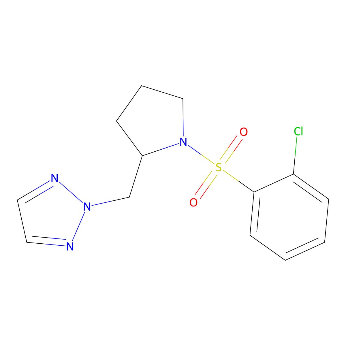 2-{[1-(2-chlorobenzenesulfonyl)pyrrolidin-2-yl]methyl}-2H-1,2,3-triazole molecular structure, CAS 2097899-45-9