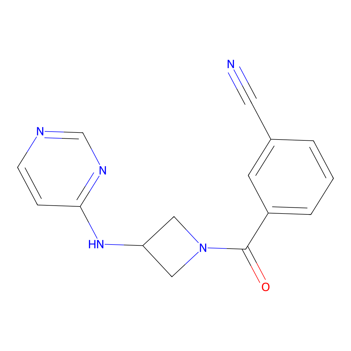 3-{3-[(Pyrimidin-4-yl)amino]azetidine-1-carbonyl}benzonitrile molecular structure, CAS 2097899-47-1