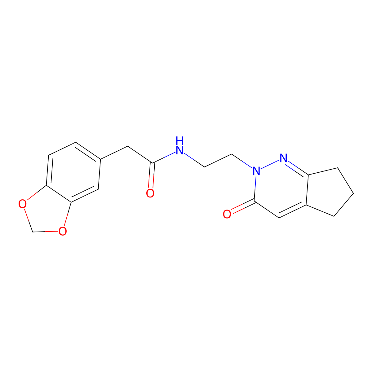 2-(benzo[d][1,3]dioxol-5-yl)-N-(2-(3-oxo-3,5,6,7-tetrahydro-2H-cyclopenta[c]pyridazin-2-yl)ethyl)acetamide molecular structure, CAS 2097899-49-3