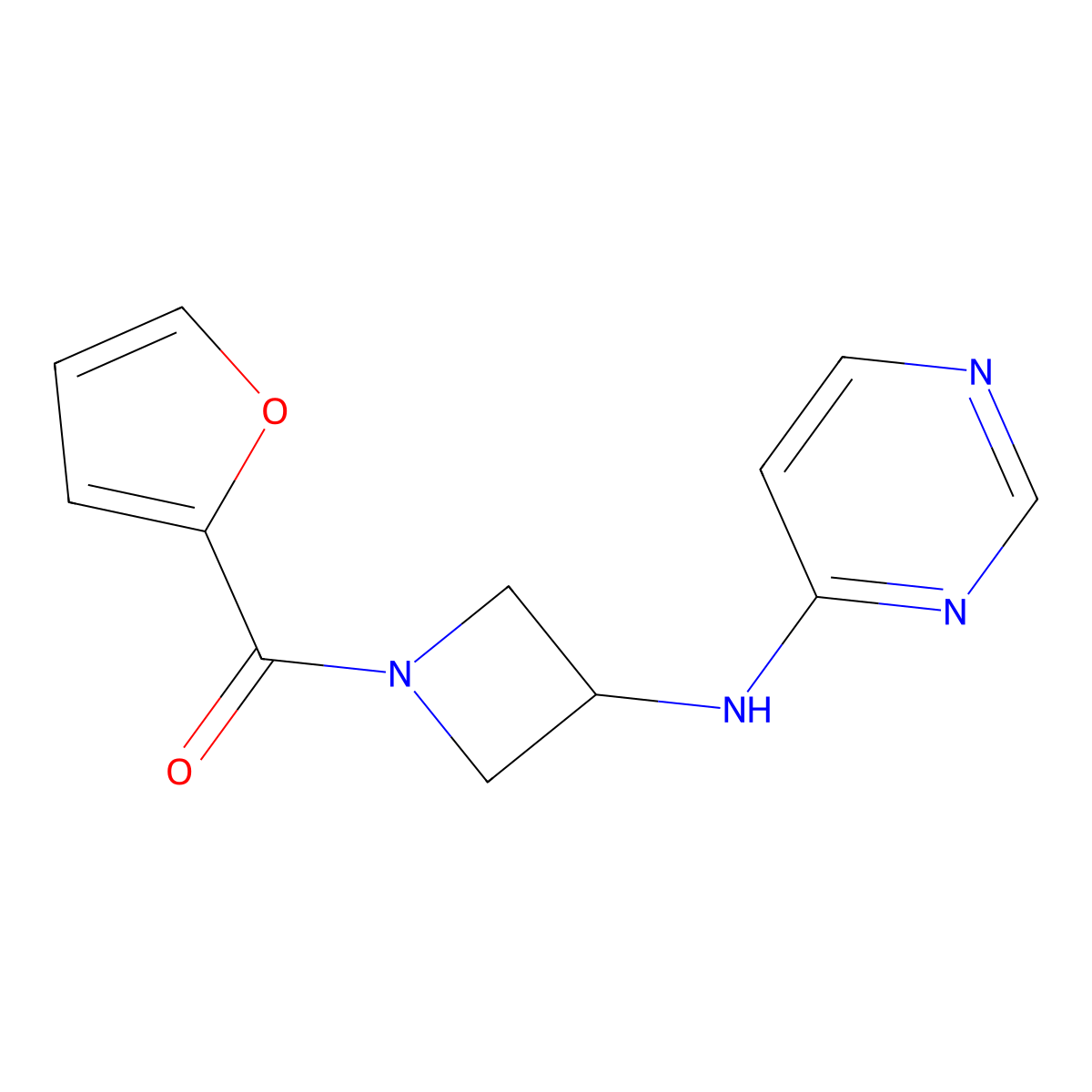 N-[1-(furan-2-carbonyl)azetidin-3-yl]pyrimidin-4-amine molecular structure, CAS 2097899-51-7