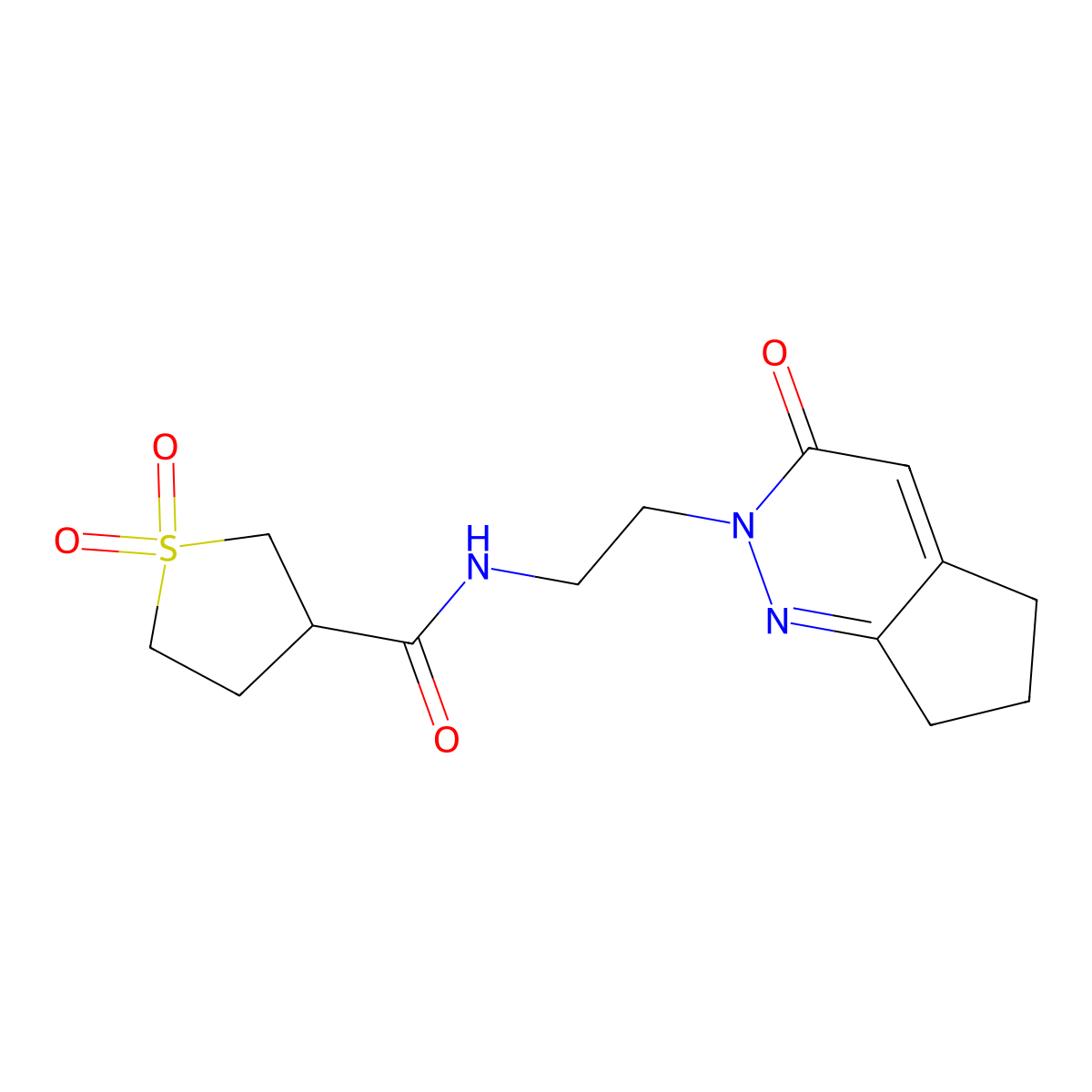 N-(2-(3-oxo-3,5,6,7-tetrahydro-2H-cyclopenta[c]pyridazin-2-yl)ethyl)tetrahydrothiophene-3-carboxamide 1,1-dioxide molecular structure, CAS 2097899-53-9