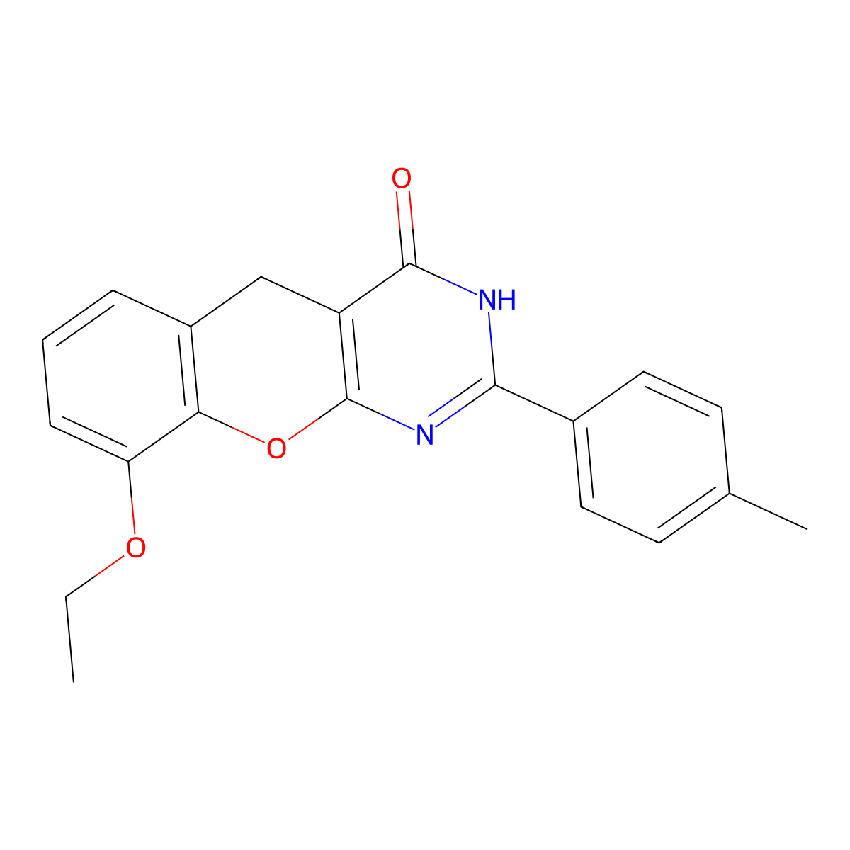 9-ethoxy-2-(4-methylphenyl)-3H,4H,5H-chromeno[2,3-d]pyrimidin-4-one molecular structure, CAS 2097899-54-0