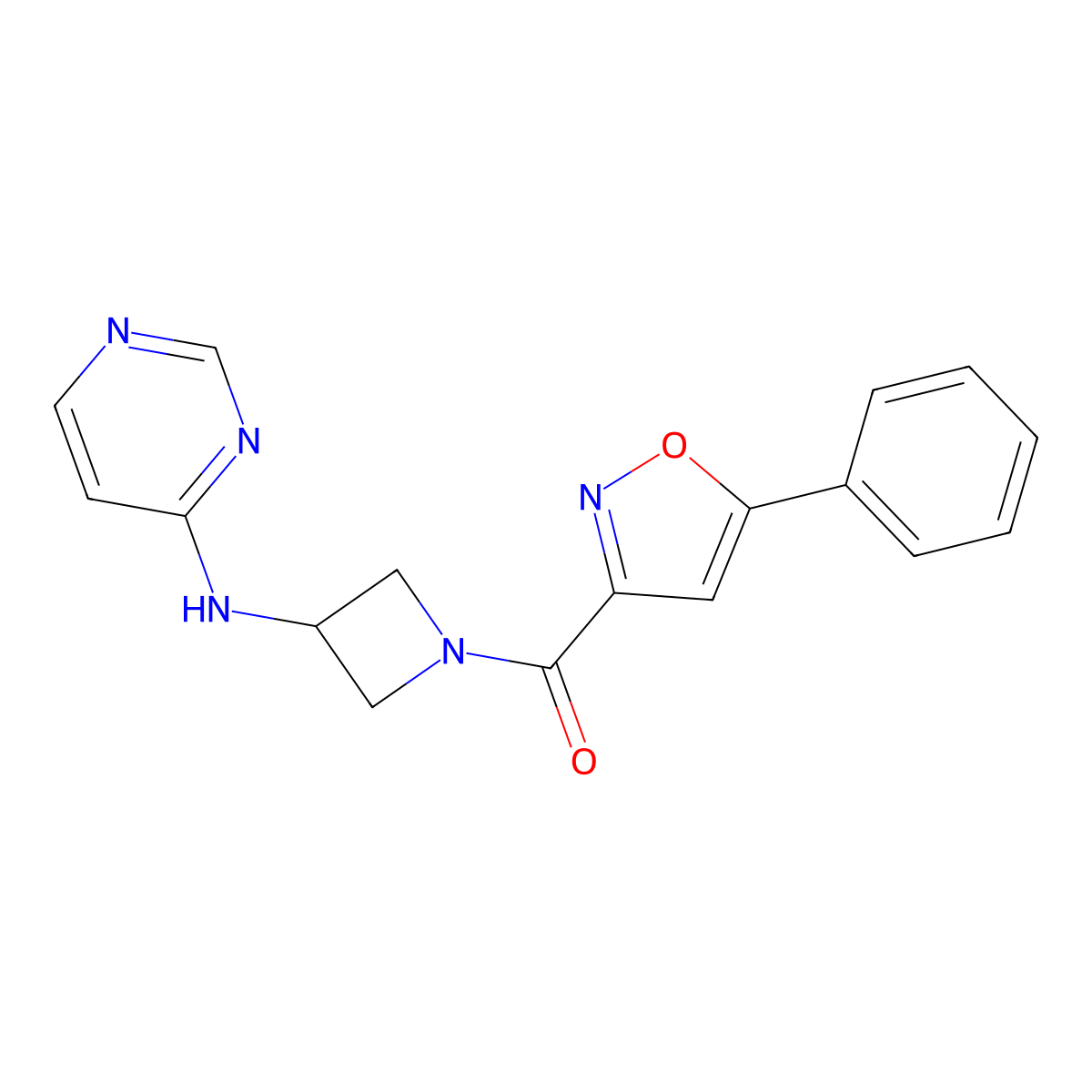 N-[1-(5-phenyl-1,2-oxazole-3-carbonyl)azetidin-3-yl]pyrimidin-4-amine molecular structure, CAS 2097899-56-2