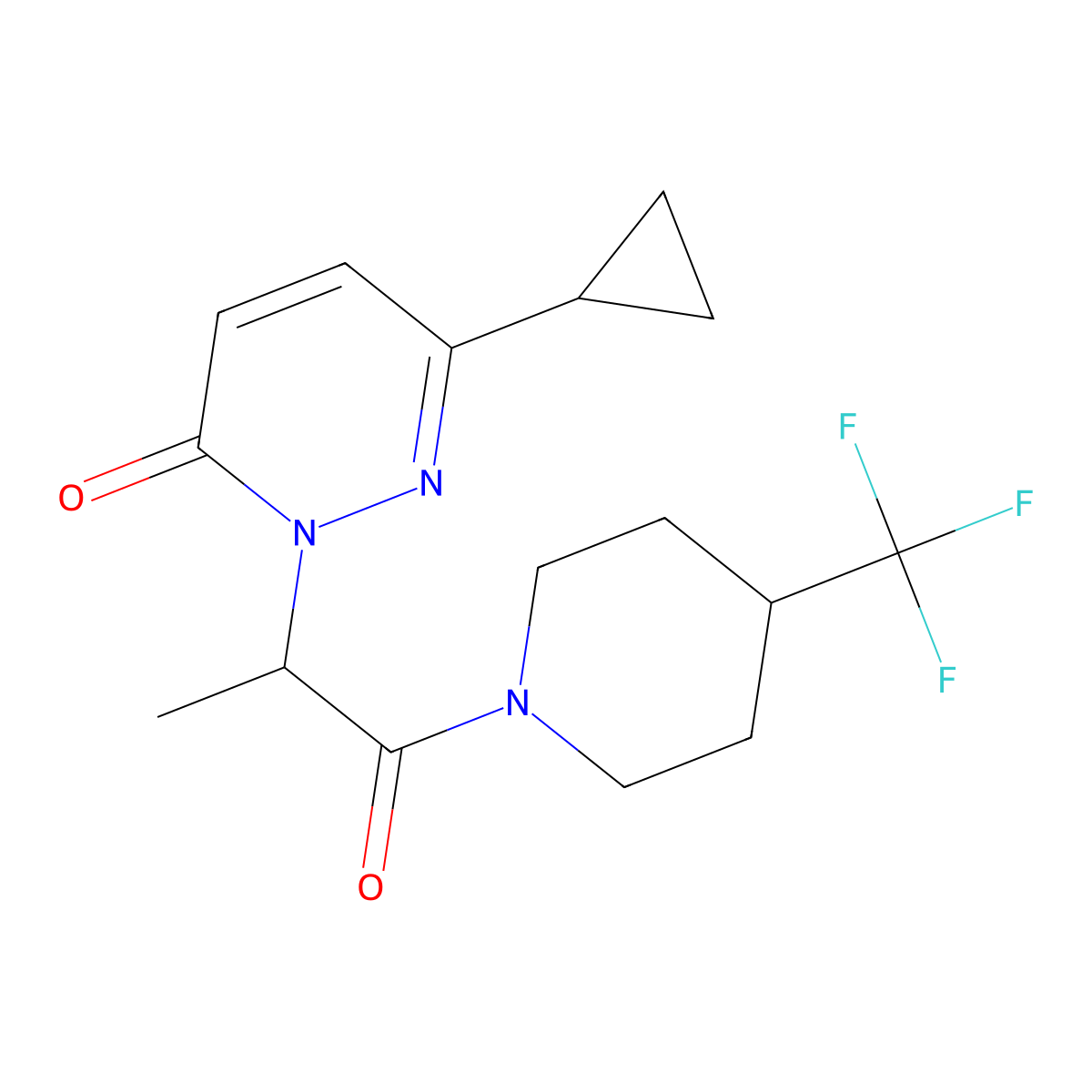 6-cyclopropyl-2-(1-oxo-1-(4-(trifluoromethyl)piperidin-1-yl)propan-2-yl)pyridazin-3(2H)-one molecular structure, CAS 2097899-62-0