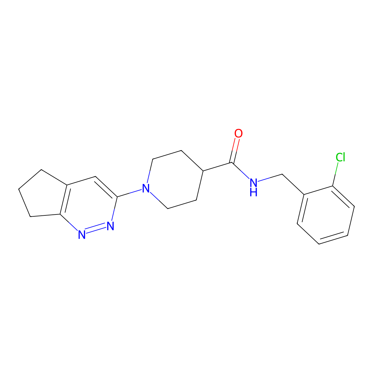 N-[(2-chlorophenyl)methyl]-1-{5H,6H,7H-cyclopenta[c]pyridazin-3-yl}piperidine-4-carboxamide molecular structure, CAS 2097899-64-2