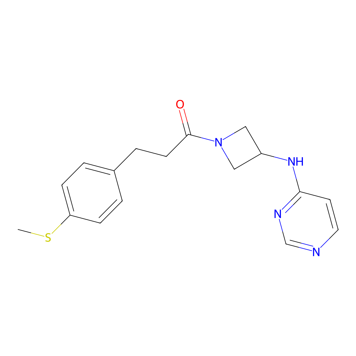 3-[4-(Methylsulfanyl)phenyl]-1-{3-[(pyrimidin-4-yl)amino]azetidin-1-yl}propan-1-one molecular structure, CAS 2097899-66-4