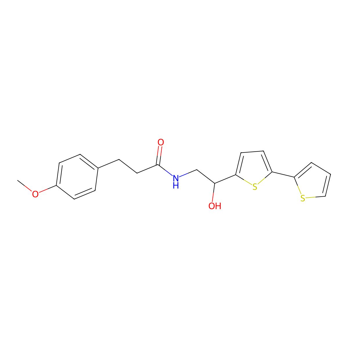 N-(2-{[2,2'-bithiophene]-5-yl}-2-hydroxyethyl)-3-(4-methoxyphenyl)propanamide molecular structure, CAS 2097899-79-9