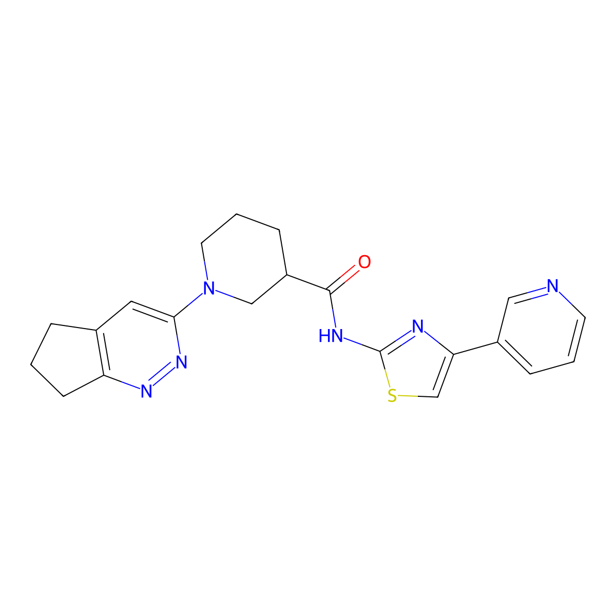 1-{5H,6H,7H-cyclopenta[c]pyridazin-3-yl}-N-[4-(pyridin-3-yl)-1,3-thiazol-2-yl]piperidine-3-carboxamide molecular structure, CAS 2097899-86-8