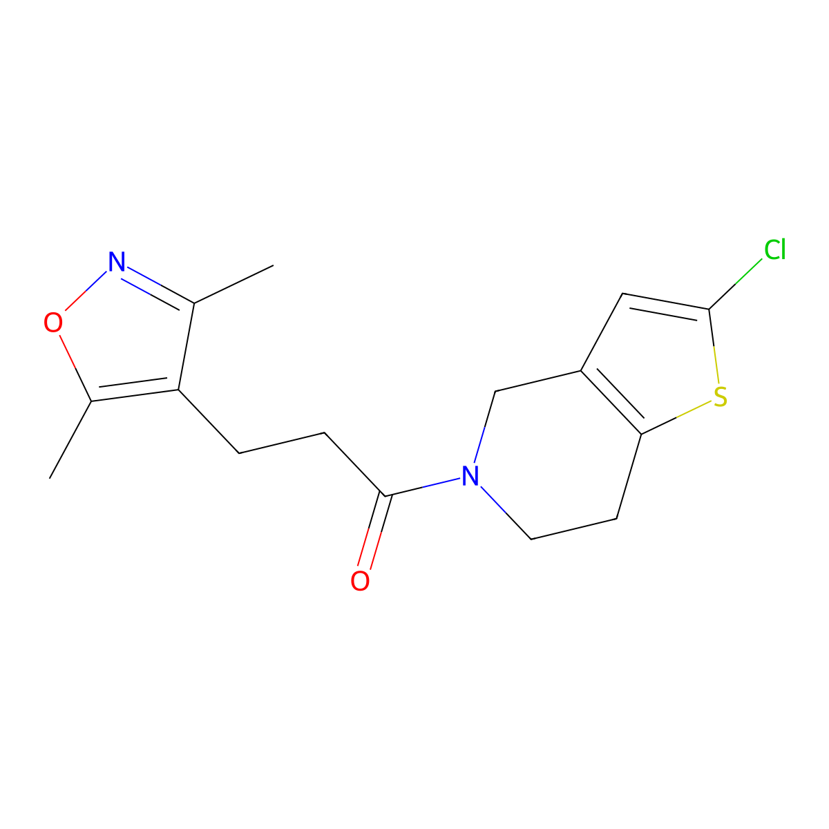 1-{2-chloro-4H,5H,6H,7H-thieno[3,2-c]pyridin-5-yl}-3-(3,5-dimethyl-1,2-oxazol-4-yl)propan-1-one molecular structure, CAS 2097899-90-4