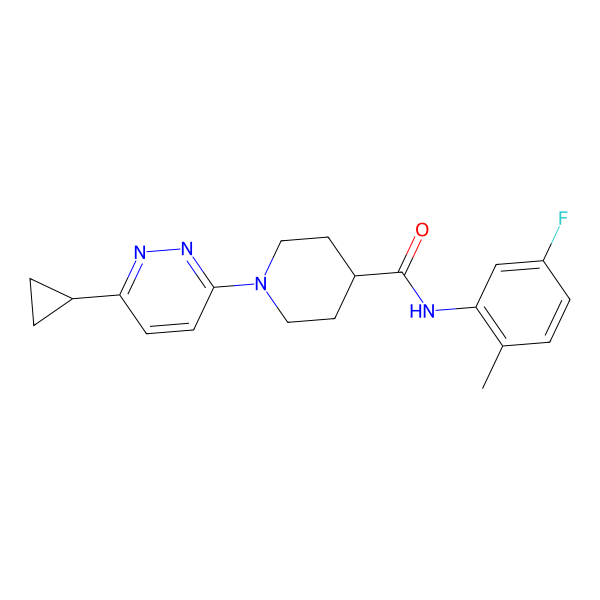 1-(6-cyclopropylpyridazin-3-yl)-N-(5-fluoro-2-methylphenyl)piperidine-4-carboxamide molecular structure, CAS 2097899-96-0