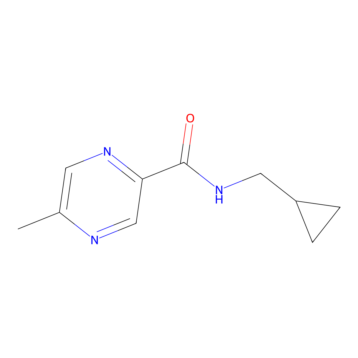 N-(cyclopropylmethyl)-5-methylpyrazine-2-carboxamide molecular structure, CAS 2097899-97-1