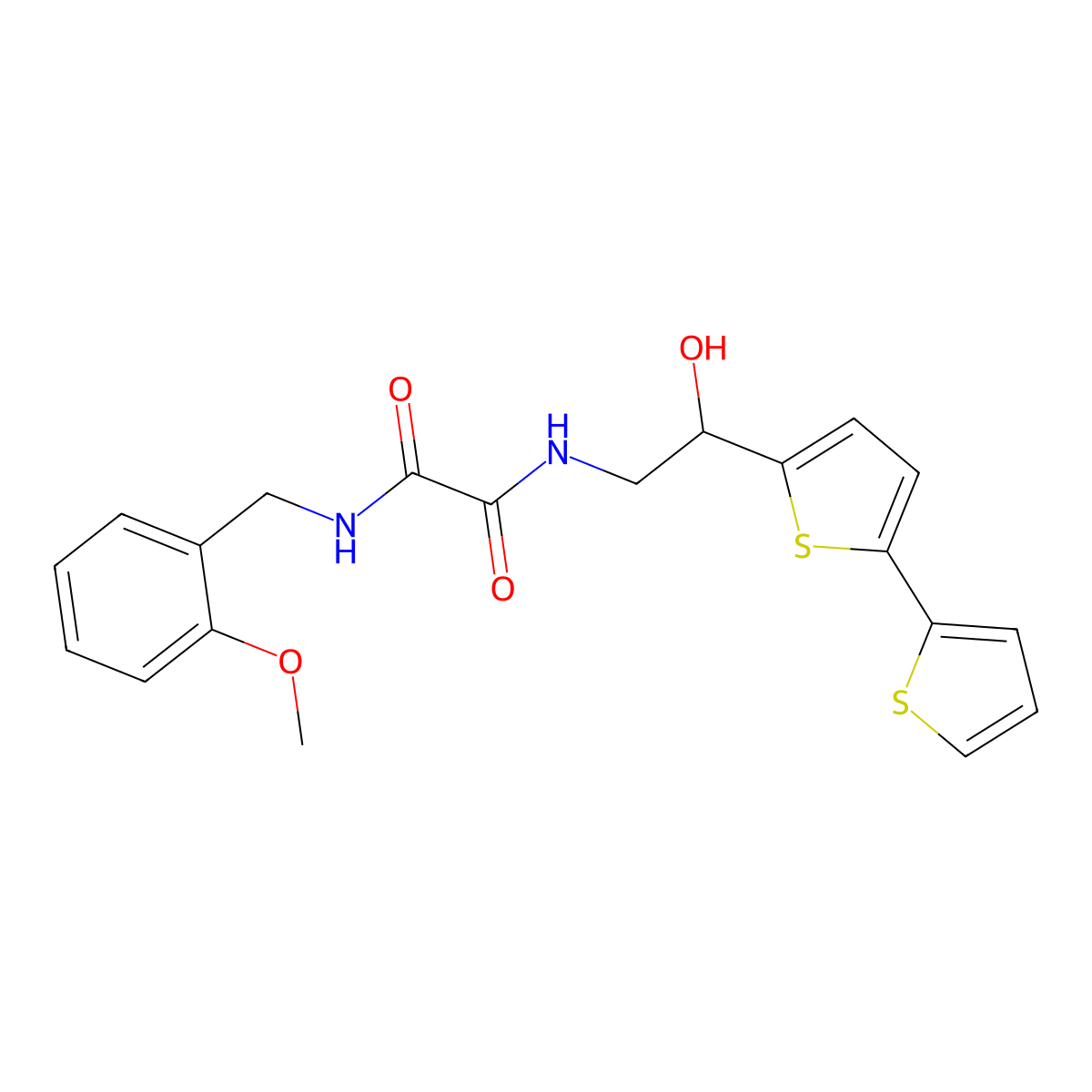 N-(2-{[2,2'-bithiophene]-5-yl}-2-hydroxyethyl)-N'-[(2-methoxyphenyl)methyl]ethanediamide molecular structure, CAS 2097900-00-8