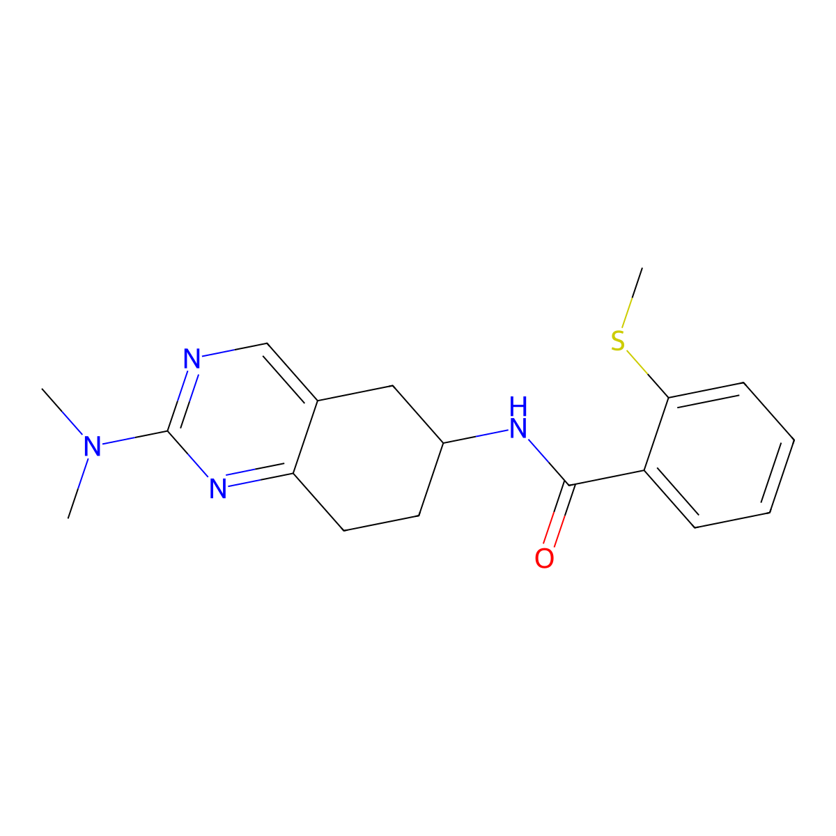 N-[2-(dimethylamino)-5,6,7,8-tetrahydroquinazolin-6-yl]-2-(methylsulfanyl)benzamide molecular structure, CAS 2097900-07-5