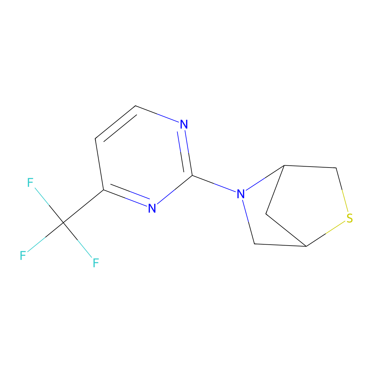 5-[4-(Trifluoromethyl)pyrimidin-2-yl]-2-thia-5-azabicyclo[2.2.1]heptane molecular structure, CAS 2097900-14-4