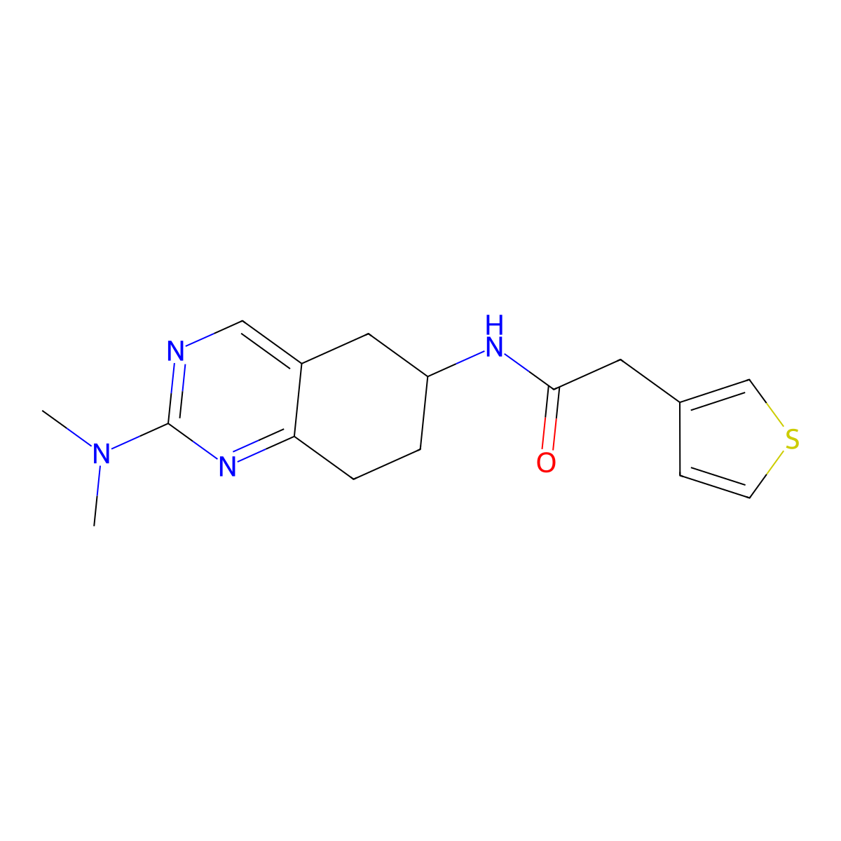 N-[2-(dimethylamino)-5,6,7,8-tetrahydroquinazolin-6-yl]-2-(thiophen-3-yl)acetamide molecular structure, CAS 2097900-16-6