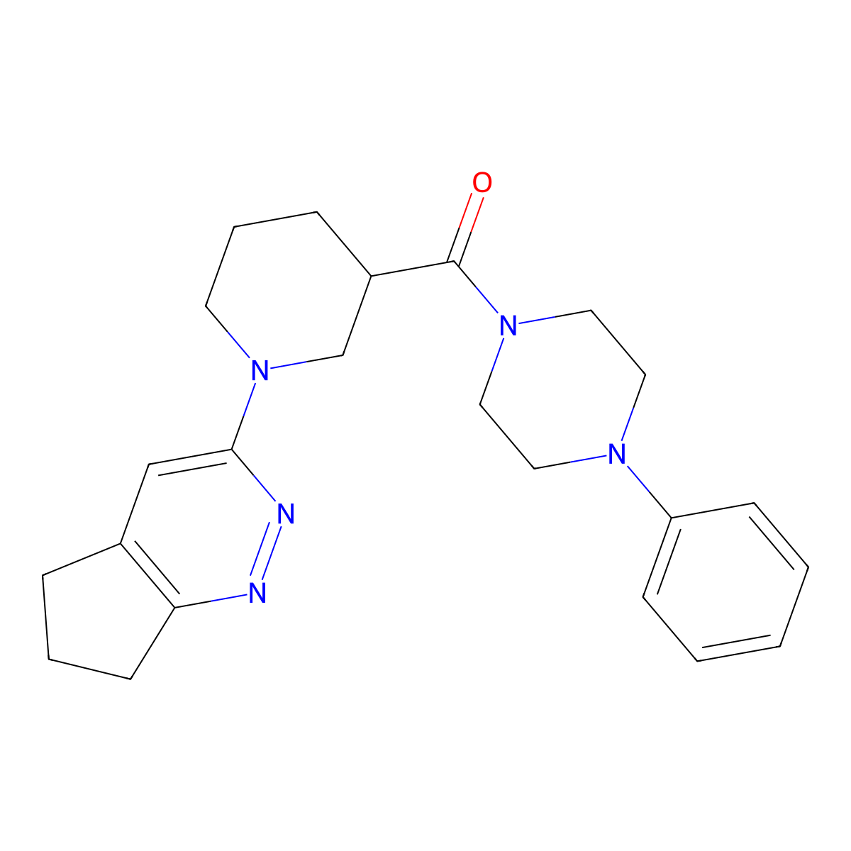 1-(1-{5H,6H,7H-cyclopenta[c]pyridazin-3-yl}piperidine-3-carbonyl)-4-phenylpiperazine molecular structure, CAS 2097900-17-7
