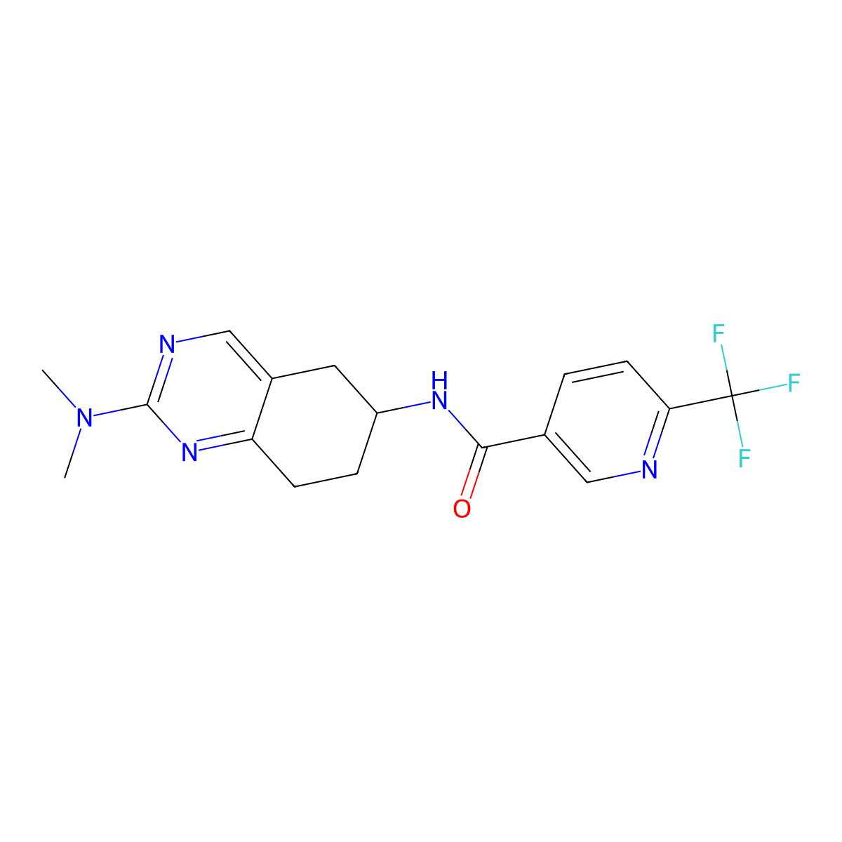 N-[2-(dimethylamino)-5,6,7,8-tetrahydroquinazolin-6-yl]-6-(trifluoromethyl)pyridine-3-carboxamide molecular structure, CAS 2097900-21-3