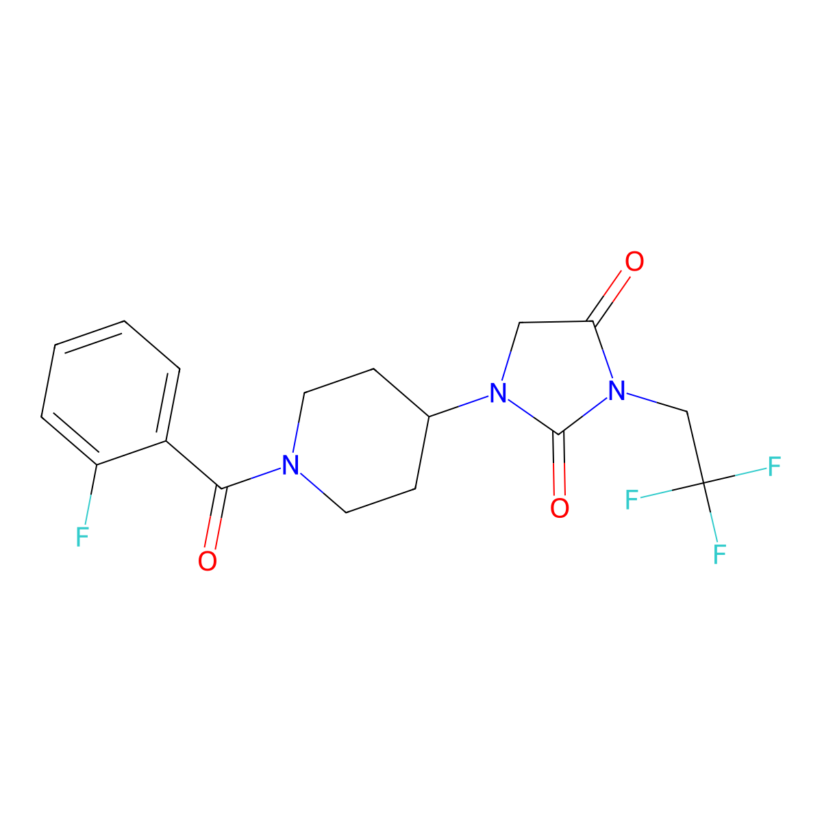 1-[1-(2-Fluorobenzoyl)piperidin-4-yl]-3-(2,2,2-trifluoroethyl)imidazolidine-2,4-dione molecular structure, CAS 2097900-23-5