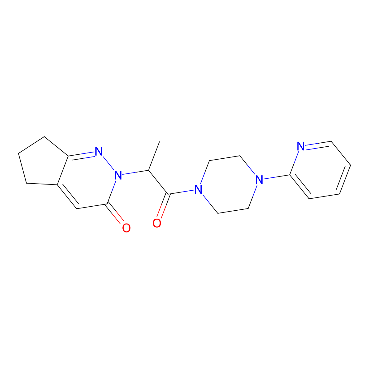 2-(1-oxo-1-(4-(pyridin-2-yl)piperazin-1-yl)propan-2-yl)-6,7-dihydro-2H-cyclopenta[c]pyridazin-3(5H)-one molecular structure, CAS 2097900-24-6